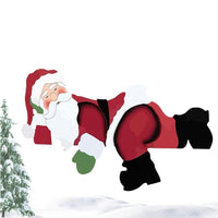Santa Peeking Over Fence Sign Outdoor Christmas Yard Decoration for Garden