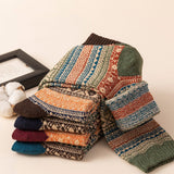 5 Pairs of Vintage Winter Socks Unisex Crew Socks Style 1
