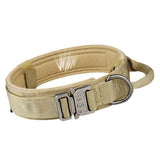 Heavy Duty Tactical Dog Collar Military Pet Collar With Metal Buckle Adjustable Khaki