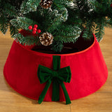 Christmas Tree Skirt Collar with Bow for Stand and Wire Cover Red