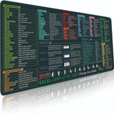 Non-Slip Excel Shortcut Keys Mouse Pad Quick Key Cheat Sheet Gaming Mousepad Office Spreadsheet Keyboard Mat