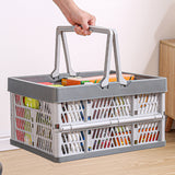 Collapsible Shopping Basket with Handles for Camping Shopping Gray