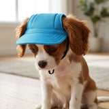 Pet Baseball Cap with Ear Holes Adjustable Strap for Dogs Cats Blue