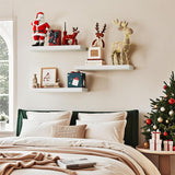 3Pcs Set Wall Mounted Floating Shelves Hanging Wood Storage Shelves for Home Bathroom White