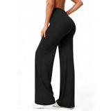 High-Waist Micro Flare Straight Leg Yoga Pants for Workout Black
