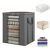 Clothes Storage Foldable Thick Fabric Blanket Storage Bags With Handle Gray