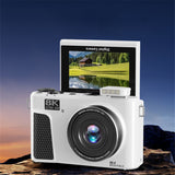 8K Digital Camera with Flip Screen WIFI Remote Control for Photography White