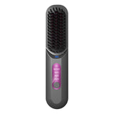 Cordless Hair Straightener Brush Mini Anion Hot Straightener Comb with LED Display Grey