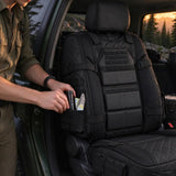 Tactical Seat Cover for Trucks Front Auto with Storage Pockets Black