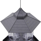 Outdoor Hanging Bird Feeder Gazebo Shape Seed Container Grey