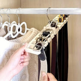 2Pcs Belt and Tie Hangers for Closet Organizer with 20 Hooks Beige