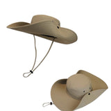 Foldable Wide Brim Outdoor Hat with Wind Strap for Fishing and Hiking Khaki