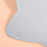 Non Slip Pet Feeding Mat Thick Silicone with Raised Edge Spill Guard Gray
