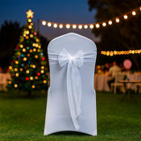 10 Pcs Organza Wedding Chair Sashes Bow Back for Party Decor White
