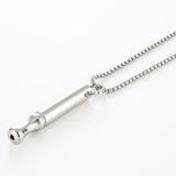 2Pcs Mindfulness Breathing Necklace Stainless Steel Breathe Pendant Meditation Tool Silver