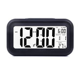 Digital Alarm Clock Battery Operated Desk Smart Clock with Night Light/Indoor Temperature Black