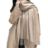 Mens Womens Oversize Polyester Blanket Shawl Wrap Solid Scarf Camel