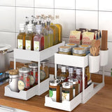 Multi-Purpose Pull-Out Storage Organizers Under Sink Organizers Rack for Bathroom Kitchen White