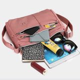 Multi-Pocket Crossbody Bag for Women Water Resisant Shoulder Bag Messenger Bag Casual Nylon Purse Handbag Pink