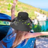 Solar Rechargeable Fan Hat with Dual Fans for Fishing Camping Outdoor Black