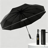 Automatic Umbrella Auto Open Close Compact Folding Anti Rain Windproof Black