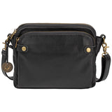 Women PU Leather Crossbody Bag Multifunctional Three Layer Purse Shoulder Bag Tote Black