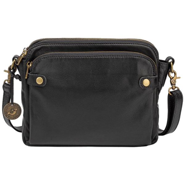 Women PU Leather Crossbody Bag Multifunctional Three Layer Purse Shoulder Bag Tote Black