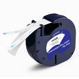 10PCS 12mm White on Black PET Label Tape Compatible with Dymo
