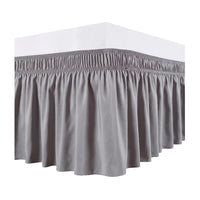 Wrap Around Bed Skirts Dust Ruffles Bed Skirt with Adjustable Elastic Belt Grey
