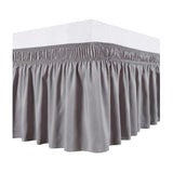 Wrap Around Bed Skirts Dust Ruffles Bed Skirt with Adjustable Elastic Belt Grey