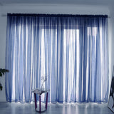 3 Piece Sheer Rod Pocket Curtains Polyester for Room Divider Blue