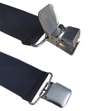 Adjustable X Back Suspenders Men's Elastic with 4 Metal Clips 120cm Black