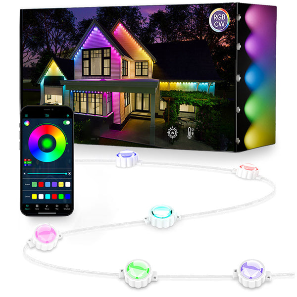 Bluetooth RGB Smart Eave Lights Solar Powered Outdoor Christmas LED String Lights