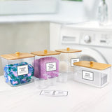 4Pcs Laundry Storage Container with Airtight Wooden Lids For Laundry Room Khaki