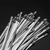 304 Stainless Steel Cable Ties 100 Pcs Self Locking 0.46cm Wide