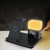 6-in-1 Wireless Charging Station for Multiple Devices with Alarm Clock and Night Light for Apple Devices