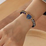 Handmade Natural Stone Beaded Bracelet – Adjustable Woven Bangle for Women Jewelry Blue