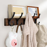 2PCS Wooden Coat Rack Wall Mount Rustic Coat Hanger Hooks with Double Hooks for Entryway Bedroom