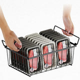 4 PCS Stackable Freezer Bins Clear Organizer with Folding Handles