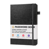 Password Book with A-Z Alphabet Tabs and Elastic Closure Black