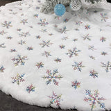 White Plush Christmas Tree Skirt Round Snowflake Base for Holiday Home Decor Style 2