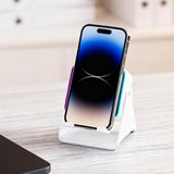 Bluetooth Speaker Phone Stand with Rotating Holder and Induction Playback White