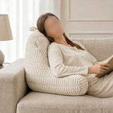 Bed Rest Backrest Cushion with Armrests Pocket Washable Cover Beige