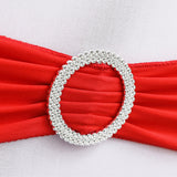 30PCS Elastic Chair Sashes Bows with Buckle Spandex Chair Bands for Weddings Parties Meetings Red