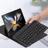 Bluetooth Keyboard Leather Case with Wireless Mouse & Stylus for Samsung Galaxy Z Fold 7/6/5 Black