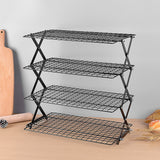 4 Tier Foldable Cooling Rack Stackable Wire Rack for Baking and Cooking