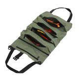 Roll Up Tool Bag  Water Resistant Tool Organizer Zipper Pouch for Electricians Repairman Green