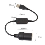 5V USB to 12V Cigarette Lighter Adapter for Dash Cam Speed Camera Detector