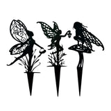 3Pcs Set Garden Fairy Silhouette Stakes Metal Fairy Garden Decor Lawn Ornament