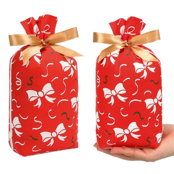 50Pcs Christmas Drawstring Candy Bags Christmas Treat Bags Xmas Party Goodie Wrapping Bags Red